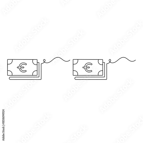 Vector continuous line drawing of euro money stack and economy concept
