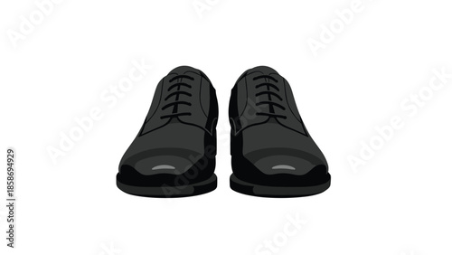 Classic pair of shiny black men's dress shoes, featuring elegant laces and a polished finish, representing formal attire and sophistication.