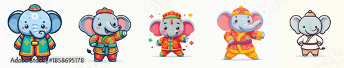 elephant vector in shaolin costume