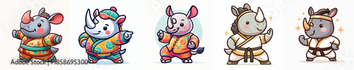 rhino vector in shaolin costume