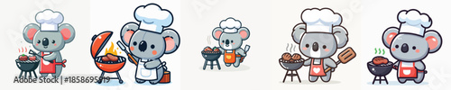 cute koala vector grilling meat