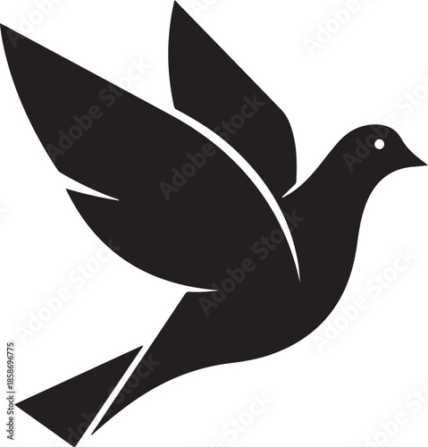 Flying Dove Silhouette Logo Vector.
