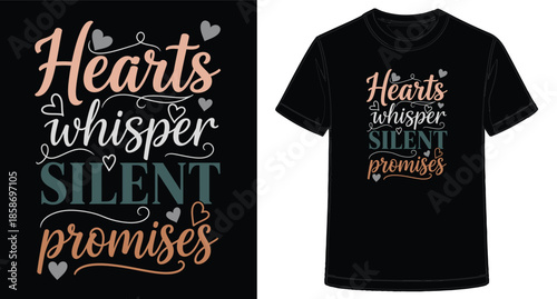 Hearts Whisper Silent Promises TShirt Design and Graphic Template