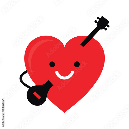heart holding guitar vector