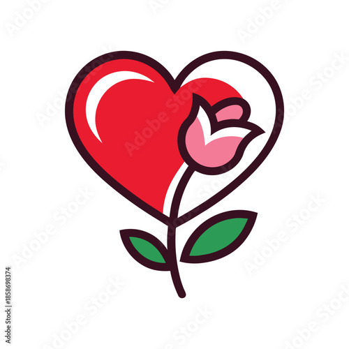 heart holding rose vector
