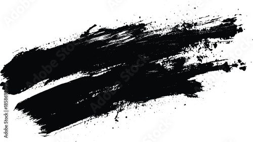Black brush stroke on white background. Abstract black in splash, paint, brush strokes, stain grunge isolated on white background, Black staine brush, grunge banner, hand drawn splash,	
