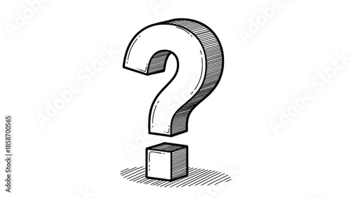 Question Mark Illustration: Stylized Hand-Drawn Symbol of Inquiry, Curiosity, Uncertainty, Mystery, and Knowledge