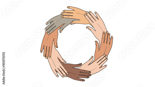 Hands forming a circle symbolizing unity and inclusion on a light background