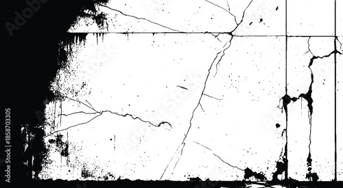 old wall background crack vector, grunge texture.  cracked ground, ground distress texture, damage texture.