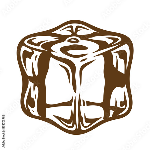 Vintage Brown chocolate cube sweet treat dessert isolated on white background