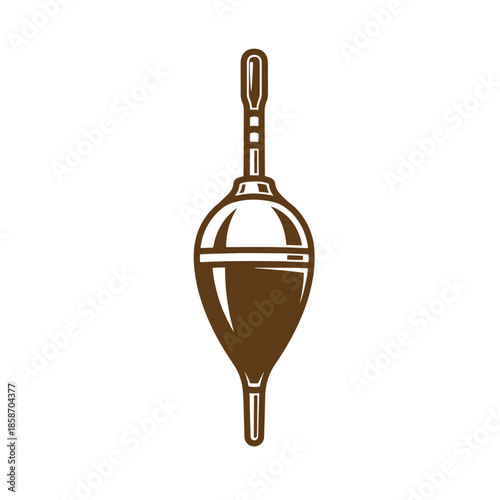 Vintage brown fishing float with clip on top for line isolated on white background