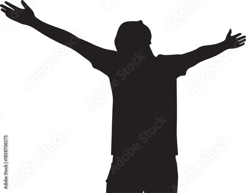 Person with arms raised