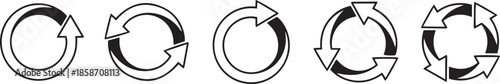 circle arrow icon set, containing refresh, rotation, reload, Repeat and more, recycle symbol Vector illustration