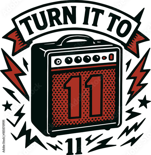 Guitar Amp Turn It To 11 Rock Music Vector Badge