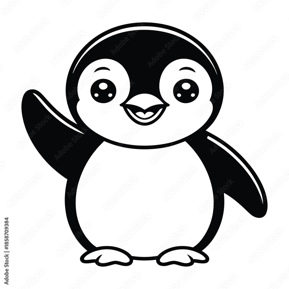 Obraz premium Adorable Cartoon Penguin Mascot – Kawaii Baby Penguin Illustration