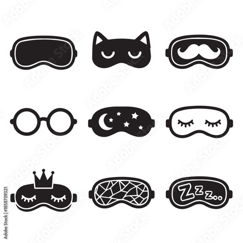 Collection of sleep masks and eye masks in various designs