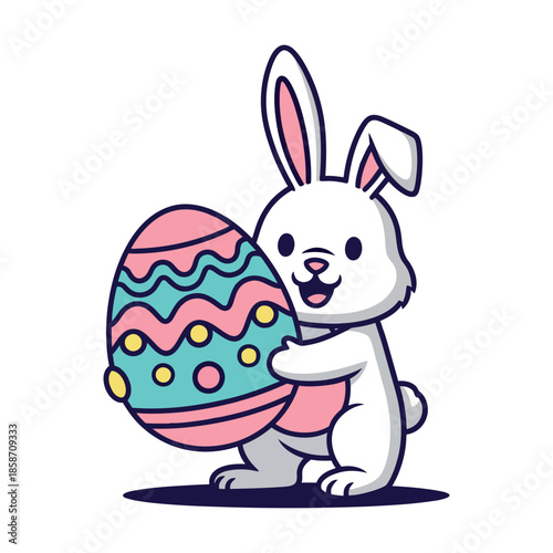 Happy easter bunny and egg t shirt design, Easter design element