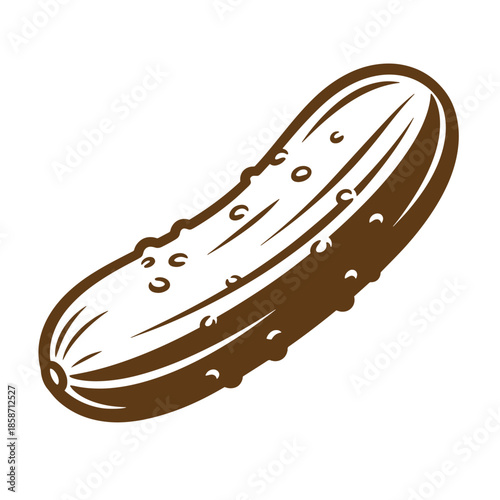 Vintage A brown and white illustration of a pickle on a white background  side view