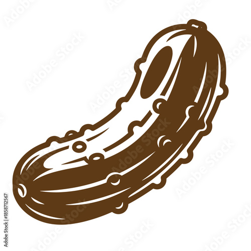 Vintage A brown illustration of a pickle on white background  a sour and salty food