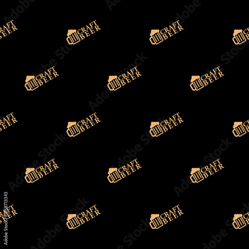 Craft beer seamless pattern isolated on black background