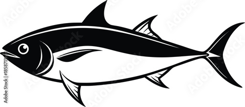 Stylized fish illustration with sleek design and sharp details