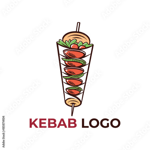 kebab logo design silhouette vector line art logo design
