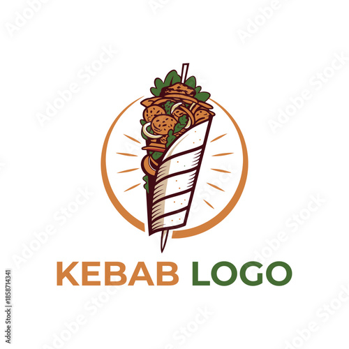 kebab logo design silhouette vector line art logo design
