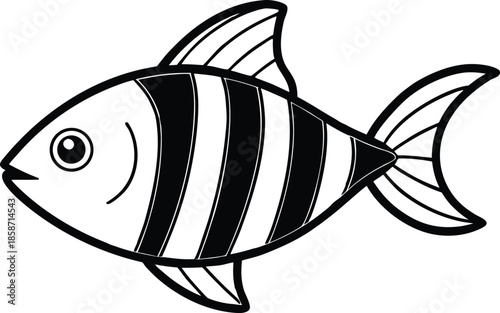 Cartoon striped fish illustration with a happy expression