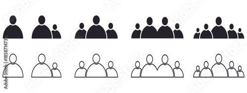 People group set. Team people icons. User profile symbol. Group of people or group of users collection.