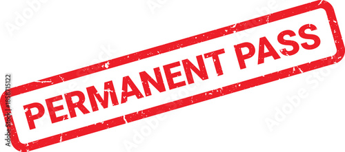 Distressed Red Permanent Pass Rubber Stamp on White Background with Grunge Texture