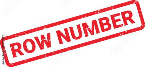 Red Row Number Stamp with Grunge Texture, Isolated on White Background Resource