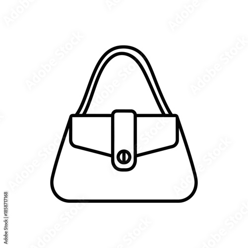 Simple Line Art Illustration of a Handbag for Fashion and Accessory Visuals