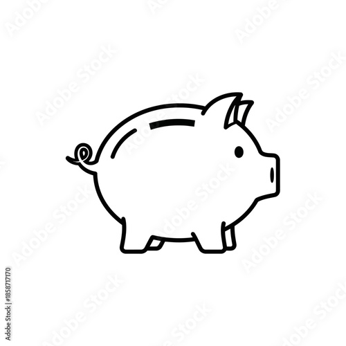 Simple Line Art Illustration of a Piggy Bank for Financial Savings Concept