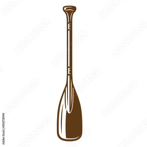 Vintage Brown paddle oar for rowing or canoeing on water sports  recreational activity equipment