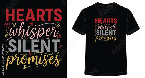 Whimsical TShirt Designs with Hearts Whispering Silent Promises in Bold Typography
