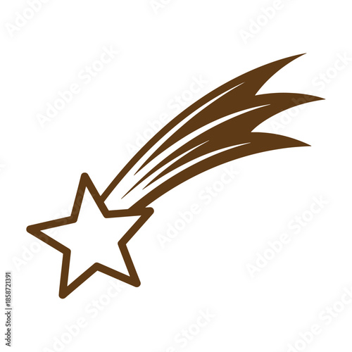 Vintage Brown star with motion lines shooting star icon symbol falling from sky