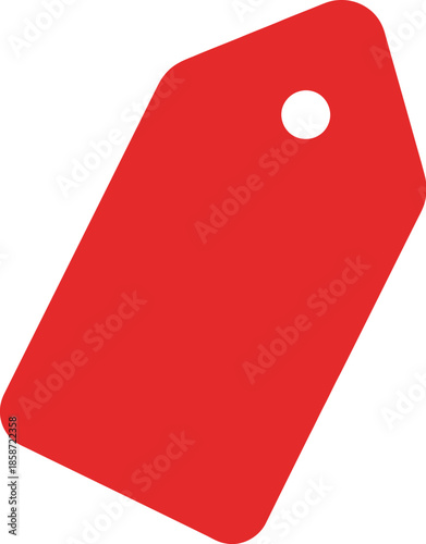 Vibrant red blank price tag label isolated on white background for retail sales discount promotion marketing and commercial branding