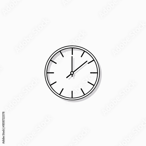 Simple black and white wall clock with minimalist design  