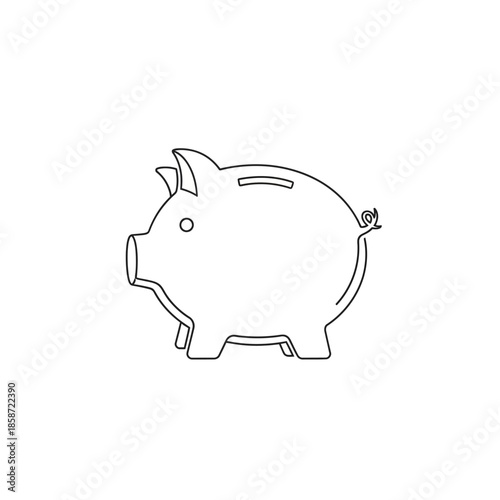 Simple Line Drawing of a Piggy Bank for Financial Savings Concept