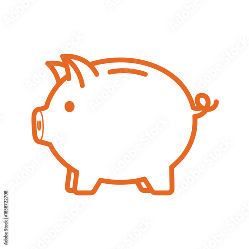 Simple Line Drawing of Piggy Bank for Financial Planning and Savings Concepts