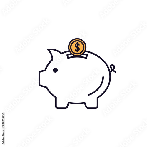 Simple Piggy Bank Icon with Coin for Savings and Financial Planning
