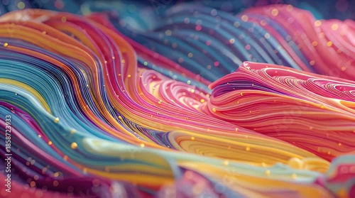 Abstract Swirling Fluid Art with Vibrant Multicolor Waves
