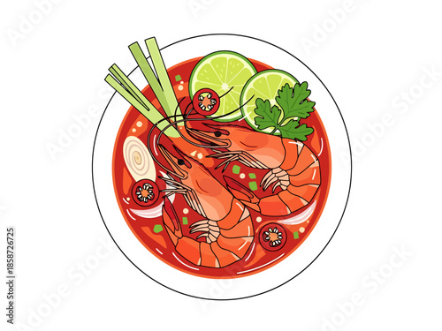 Vibrant Seafood Soup with Shrimp Lime and Herbs
