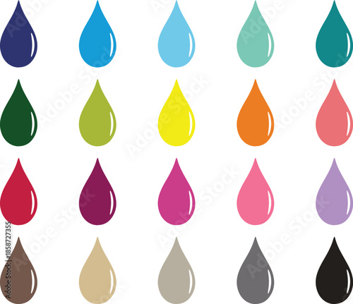 Colorful Droplets of Liquid in Various Hues.