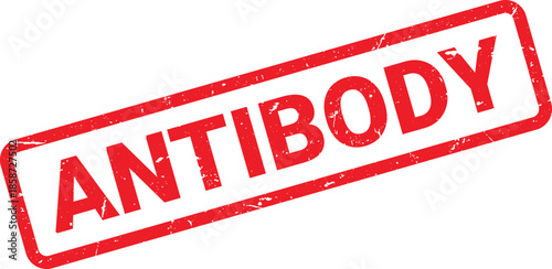 Red Distressed ANTIBODY Stamp on White Background Immunology, Healthcare and Medical Conceptual Design