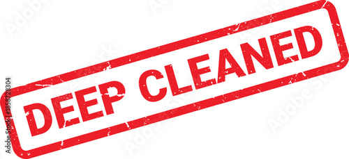 Red Deep Cleaned Stamp on White Background Cleaning Service Verification and Guarantee