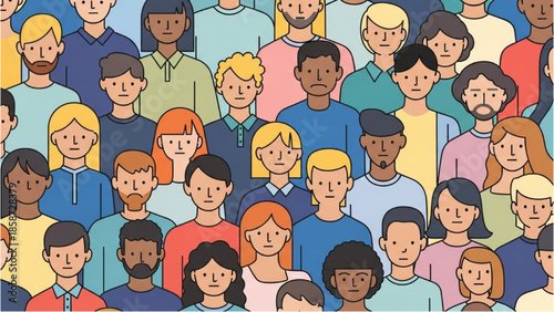 Diverse group of people standing together in a crowd from a high viewpoint