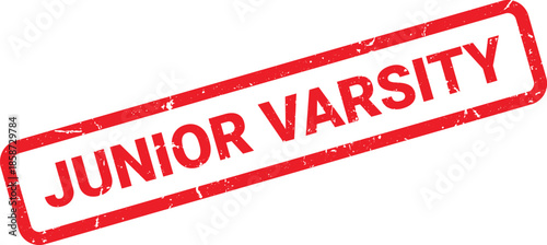 Red Junior Varsity Rubber Stamp with Grunge Texture on White Background for Promotion Use