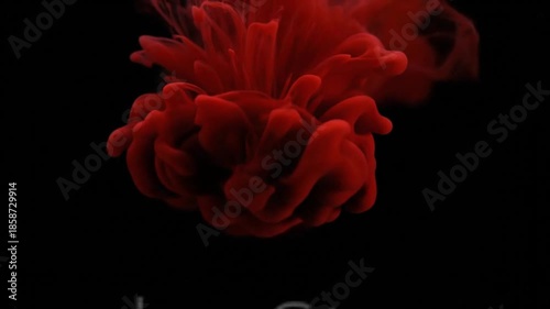 Red Ink Splash in Water on Black Background Cinematic Motion ai generated