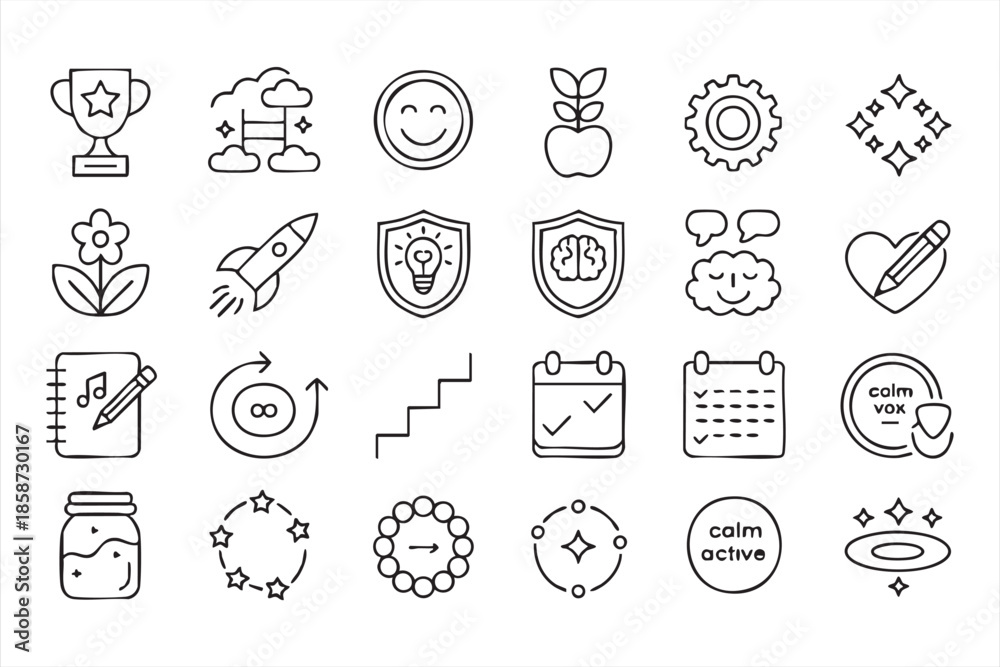 Fototapeta premium Motivation and Goal Achievement Icons for Personal Development Graphics
